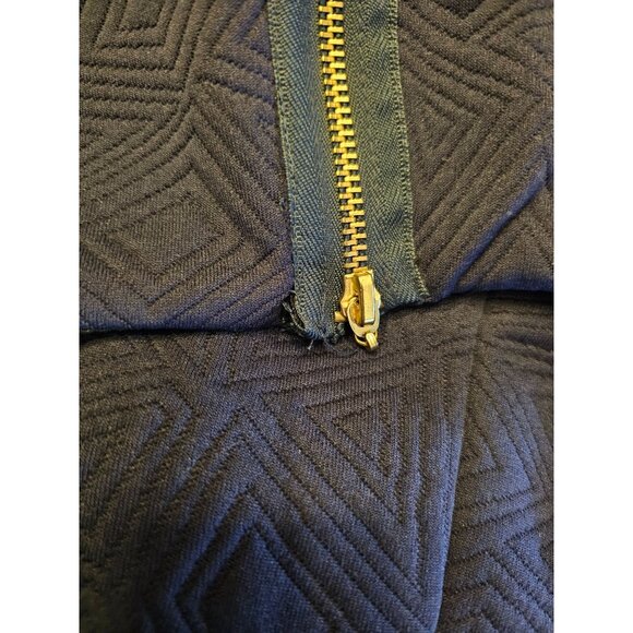 Melissa Masse Quilted Navy Blue Fit & Flare Knee-Length Dress 1X Long Sleeve Mod - Picture 7 of 13